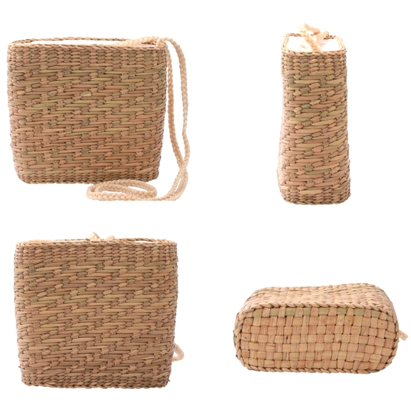 Eco Friendly Reed Handwoven Shoulder Bag with Nylon Handle (2.75x6.29x5.90) NWT - Picture 2 of 8